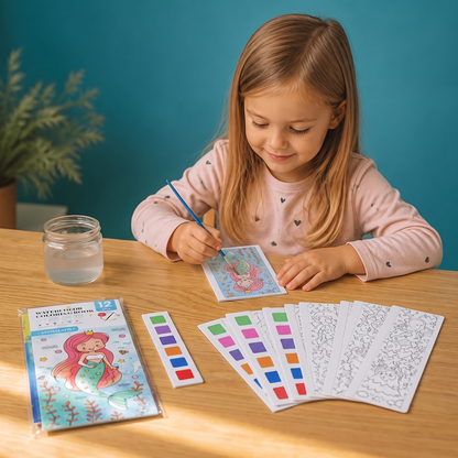 Alles-in-één Aquarelkleurboek met Geïntegreerde Verf en Penseel