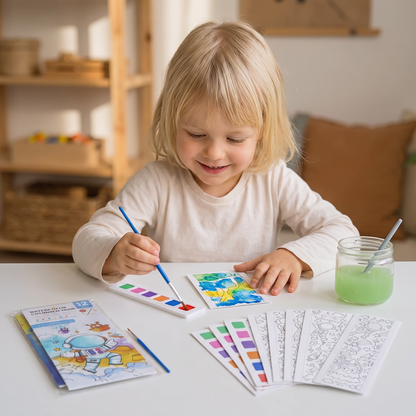 Alles-in-één Aquarelkleurboek met Geïntegreerde Verf en Penseel