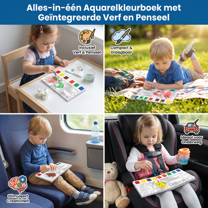 Alles-in-één Aquarelkleurboek met Geïntegreerde Verf en Penseel
