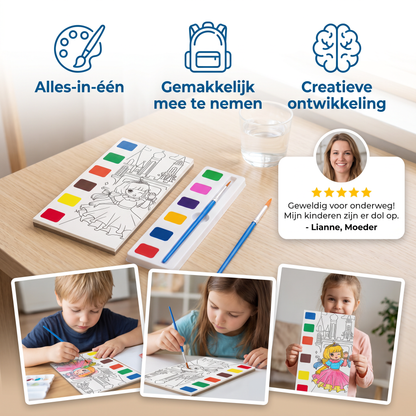 Alles-in-één Aquarelkleurboek met Geïntegreerde Verf en Penseel