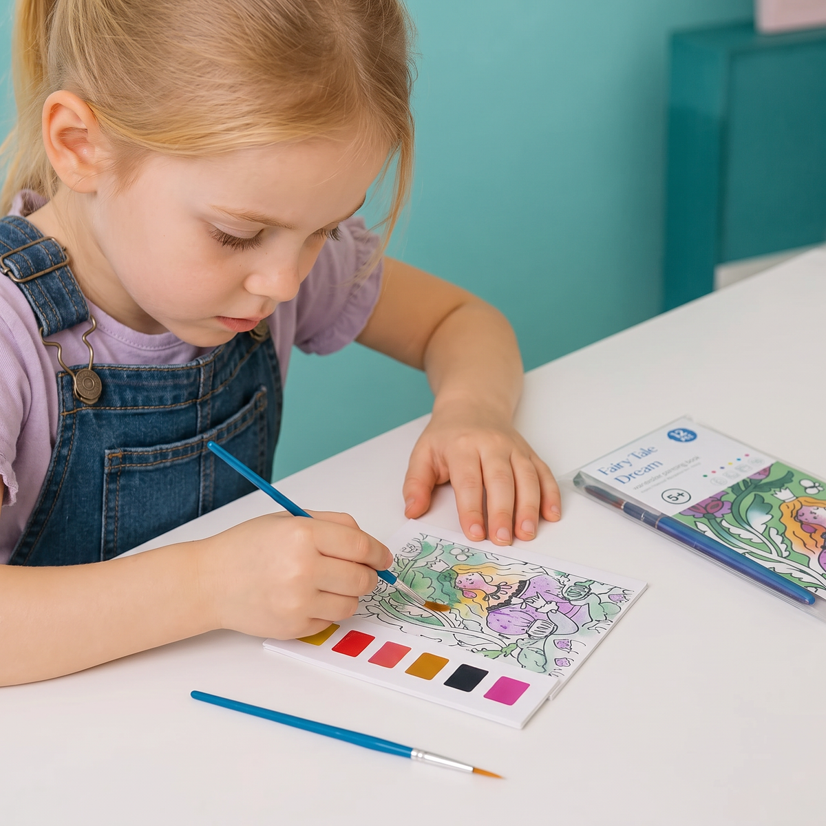 Alles-in-één Aquarelkleurboek met Geïntegreerde Verf en Penseel