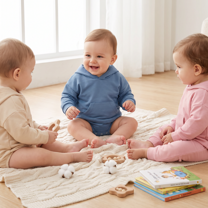 Babyromper met Capuchon – Zachte Onesie met Lange Mouwen en Voorzak
