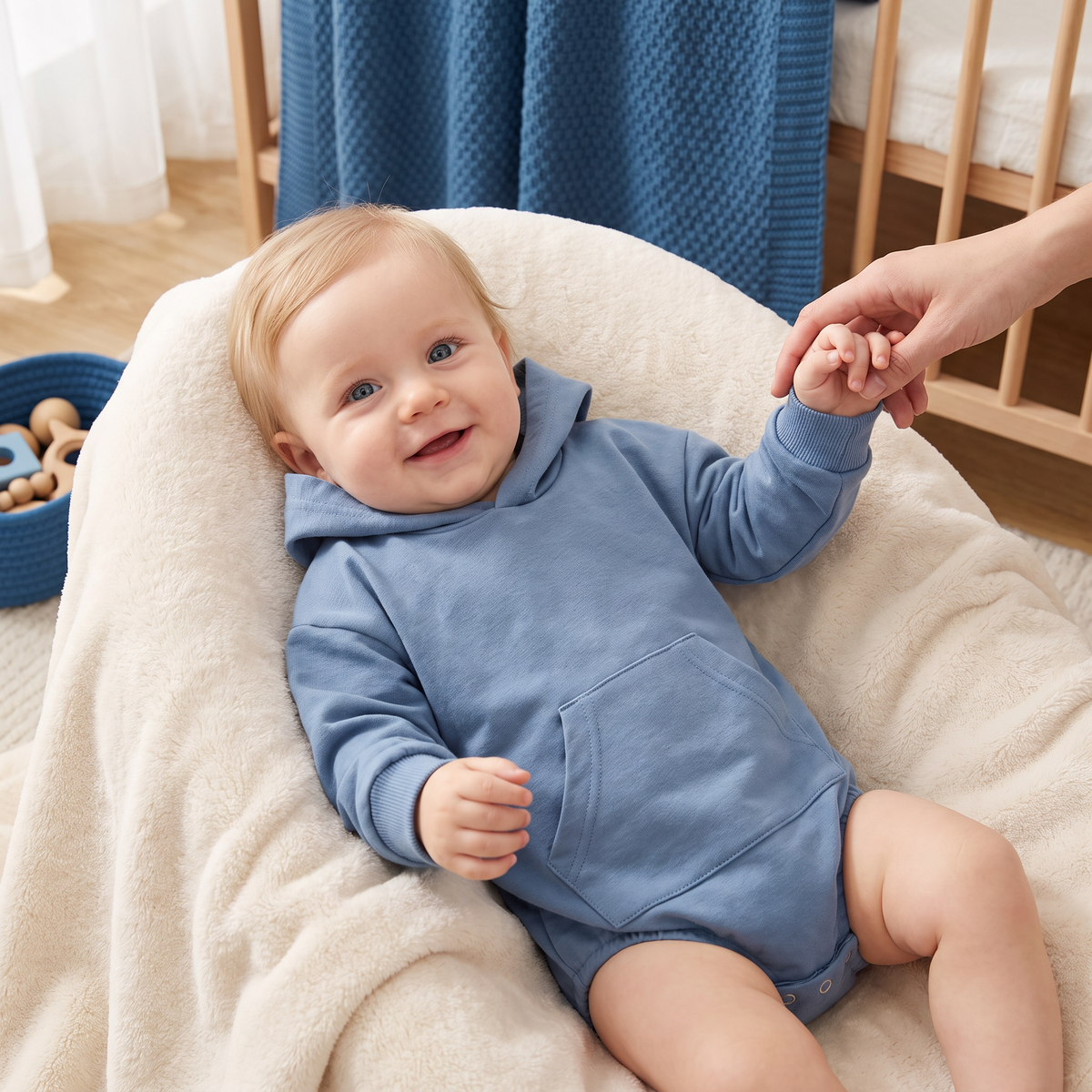 Babyromper met Capuchon – Zachte Onesie met Lange Mouwen en Voorzak