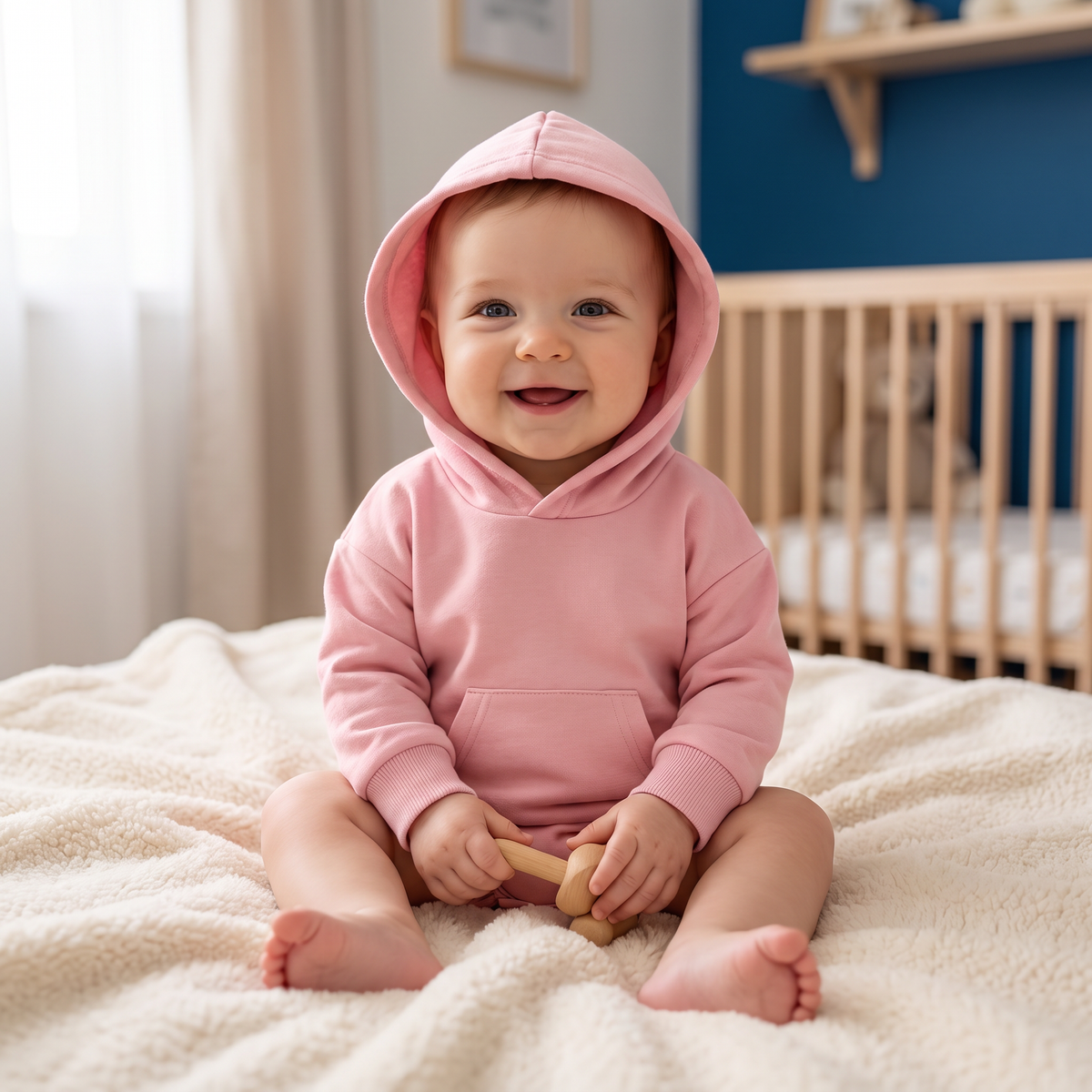 Babyromper met Capuchon – Zachte Onesie met Lange Mouwen en Voorzak