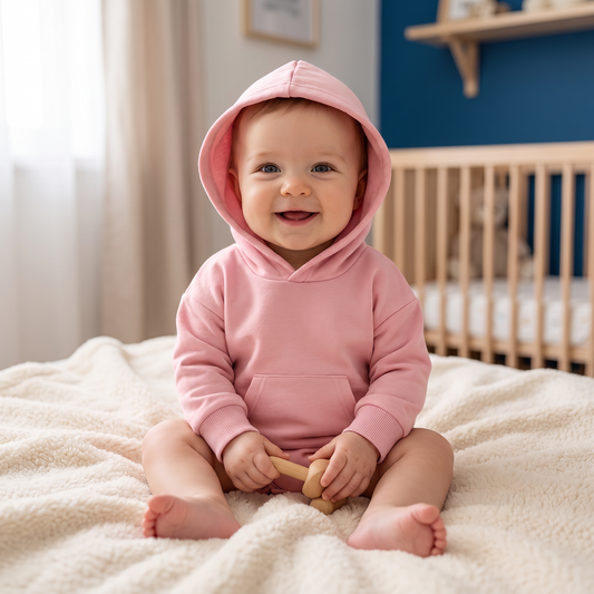 Babyromper met Capuchon – Zachte Onesie met Lange Mouwen en Voorzak