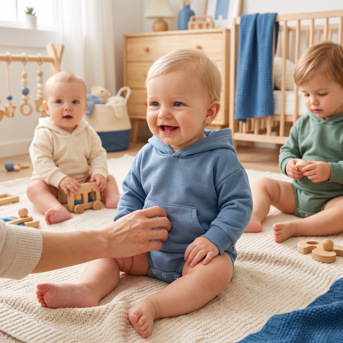 Babyromper met Capuchon – Zachte Onesie met Lange Mouwen en Voorzak