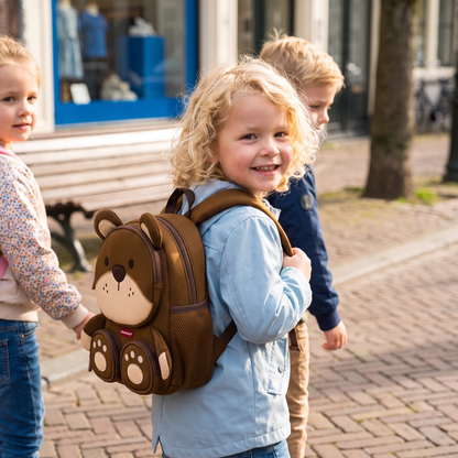 Kinderrugzak met Cartoon-Dierenmotief – Lichte Schoolrugzak met Meerdere Vakken