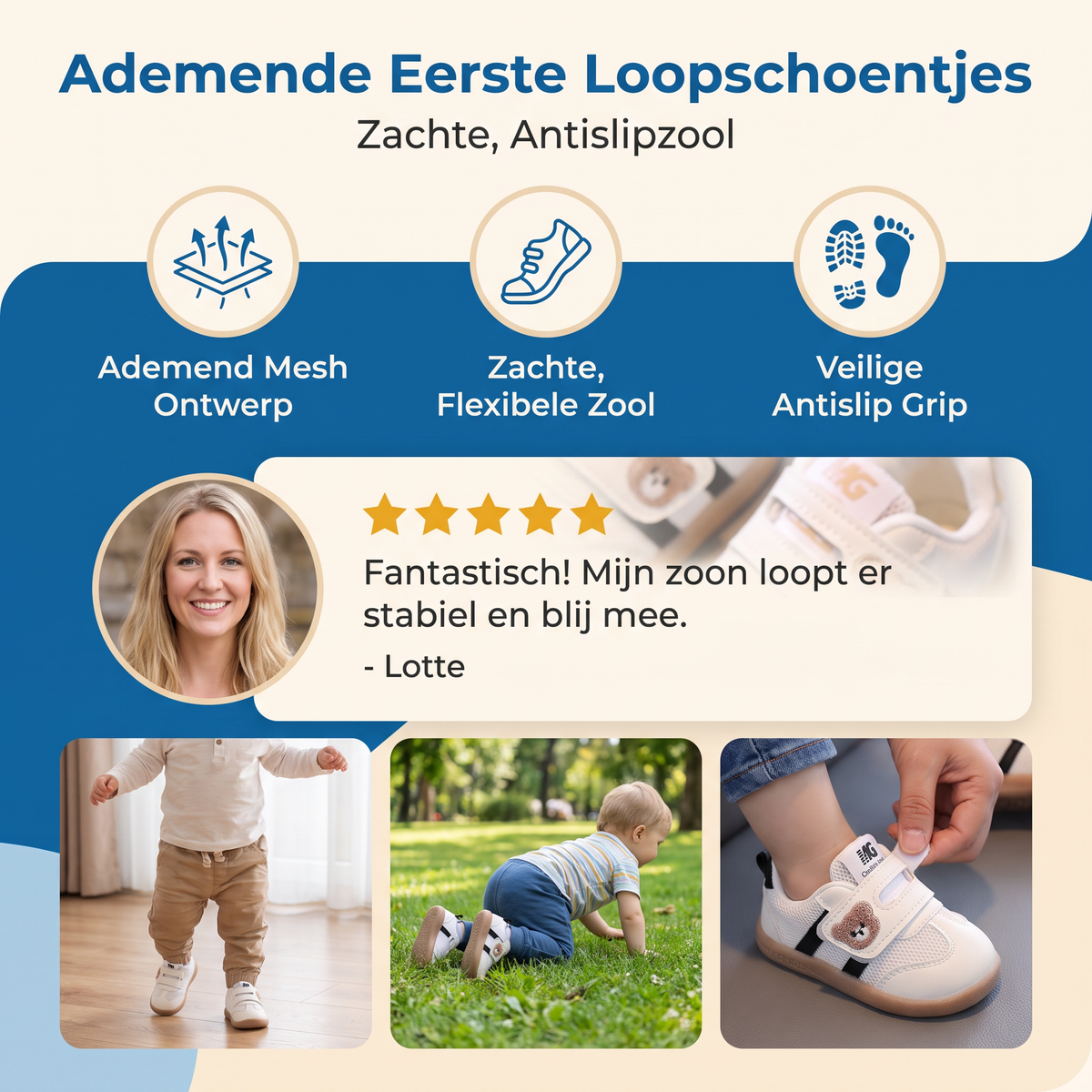 Ademende Eerste Loopschoentjes voor Baby’s en Peuters – Zachte, Antislipzool