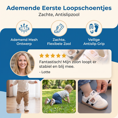 Ademende Eerste Loopschoentjes voor Baby’s en Peuters – Zachte, Antislipzool