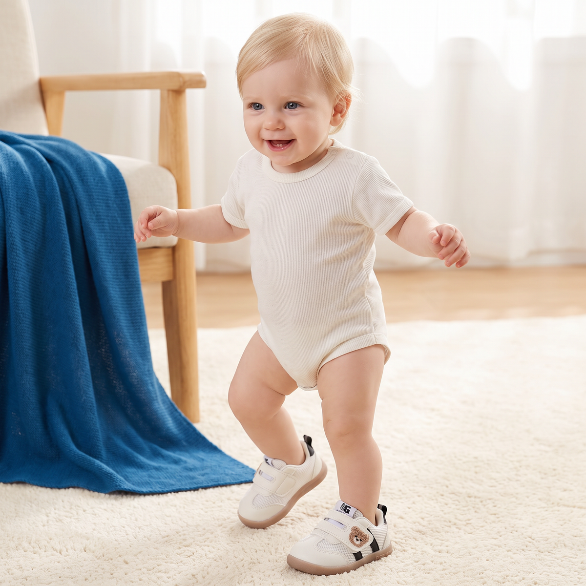 Ademende Eerste Loopschoentjes voor Baby’s en Peuters – Zachte, Antislipzool