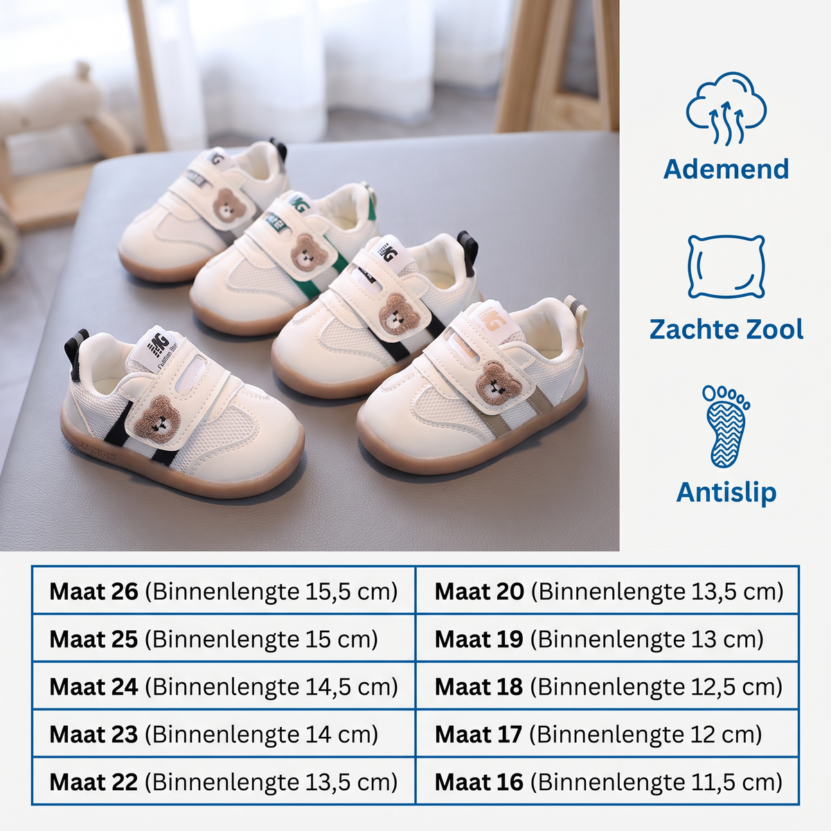 Ademende Eerste Loopschoentjes voor Baby’s en Peuters – Zachte, Antislipzool