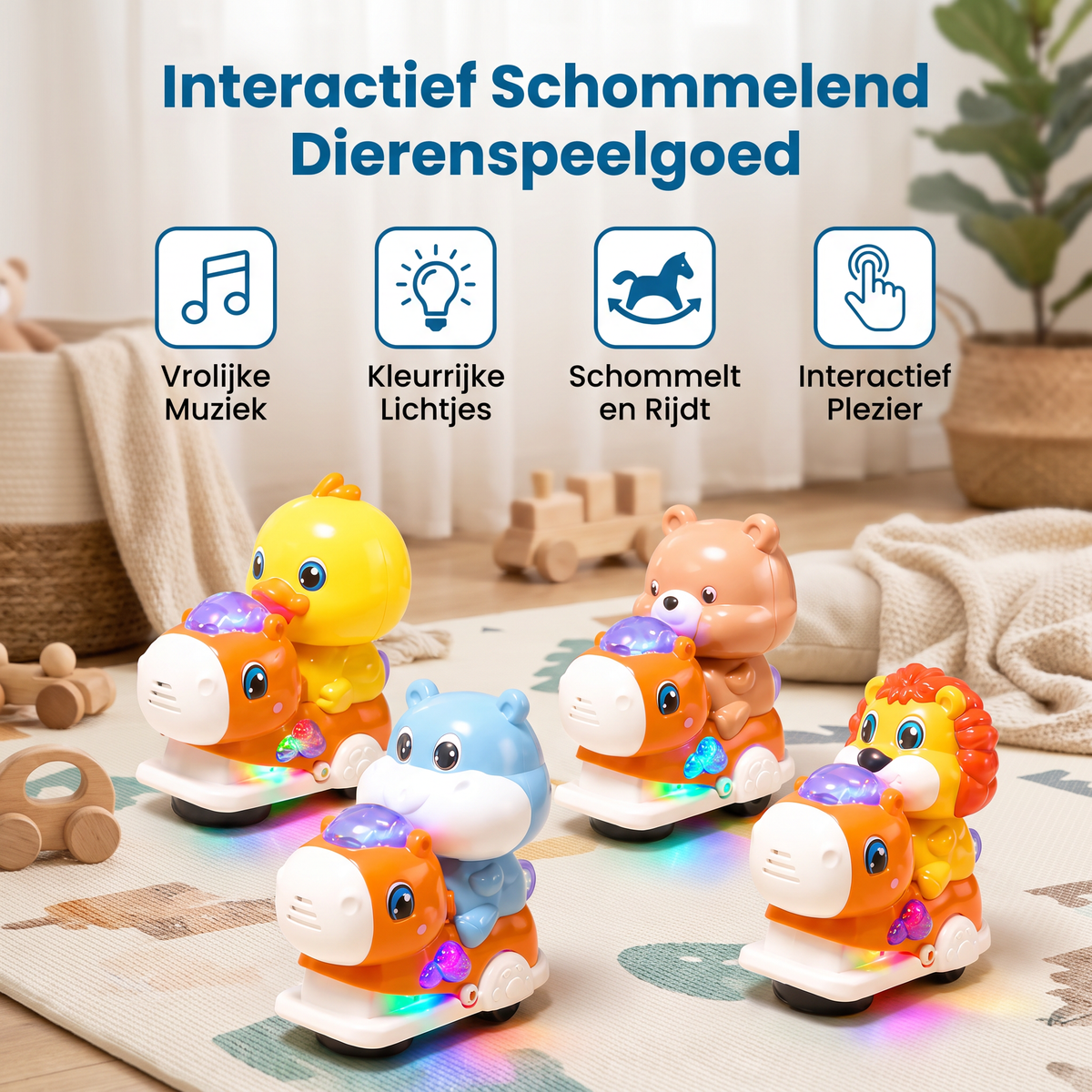 Interactief Schommelend Dierenspeelgoed met Muziek en Licht