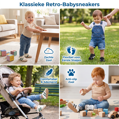 Klassieke Retro-Babysneakers – Eerste Loopschoentjes met Zachte Zool