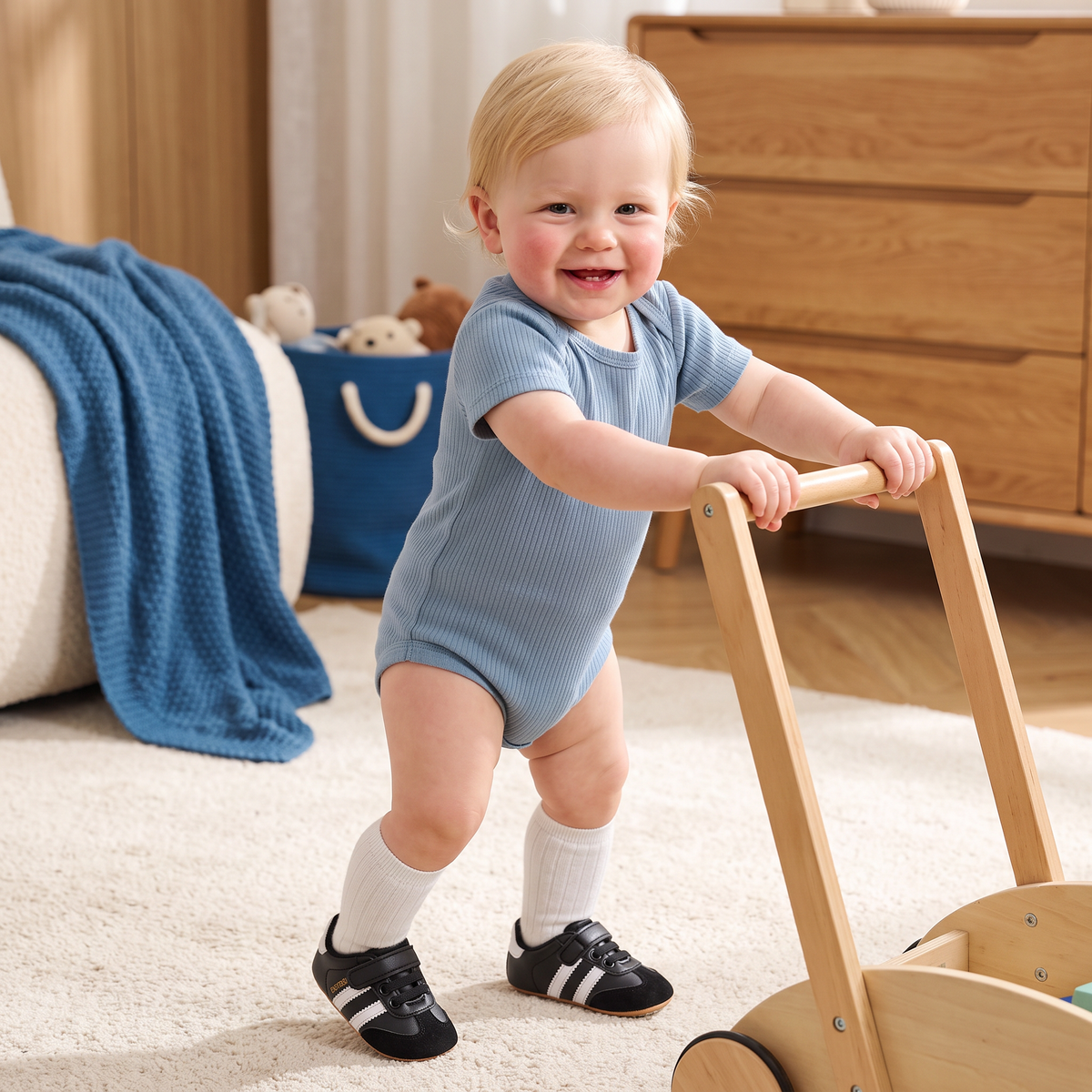 Klassieke Retro-Babysneakers – Eerste Loopschoentjes met Zachte Zool