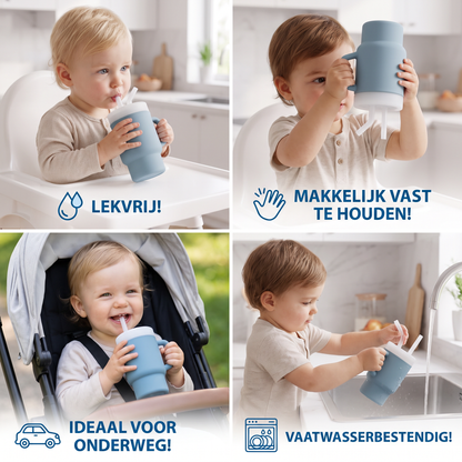 Lekvrije Siliconen Drinkbeker met Rietje voor Peuters