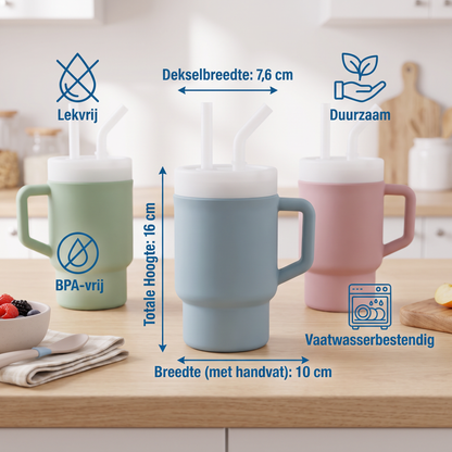 Lekvrije Siliconen Drinkbeker met Rietje voor Peuters