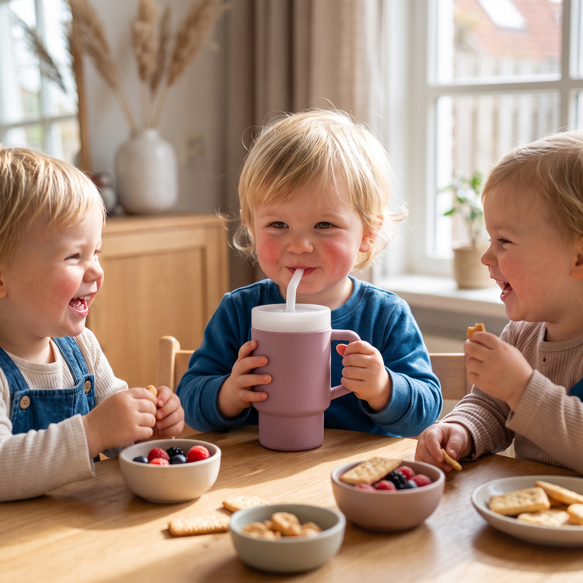 Lekvrije Siliconen Drinkbeker met Rietje voor Peuters