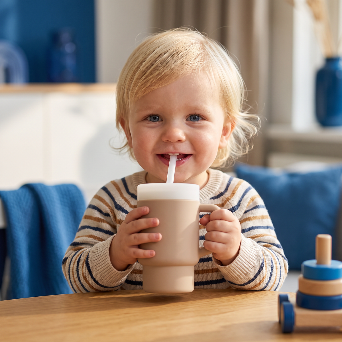 Lekvrije Siliconen Drinkbeker met Rietje voor Peuters
