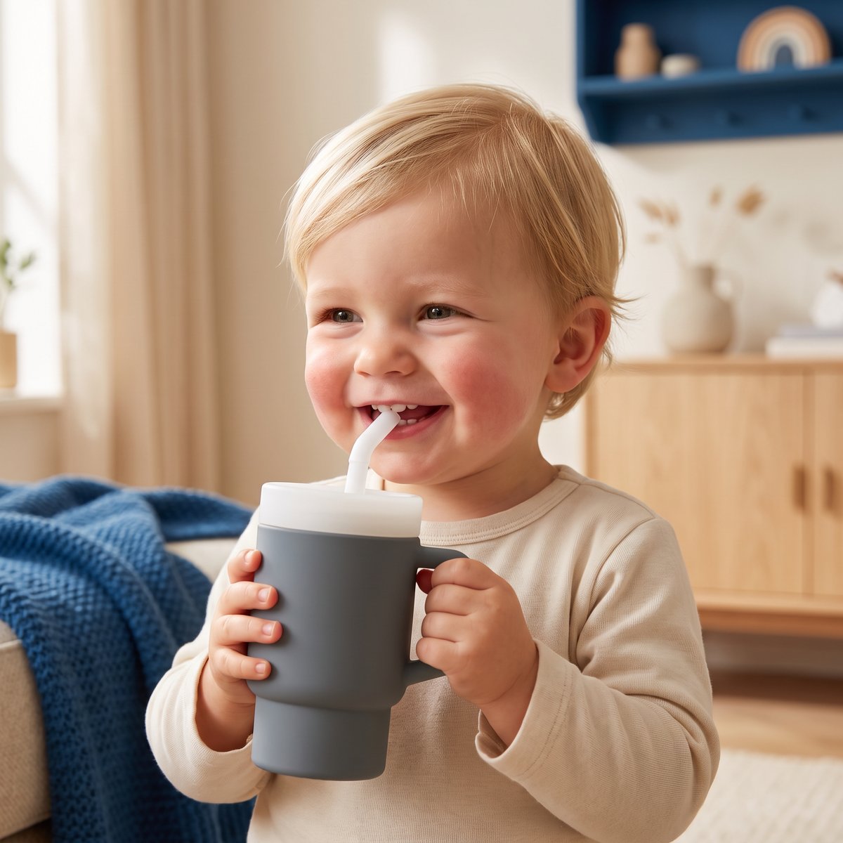 Lekvrije Siliconen Drinkbeker met Rietje voor Peuters