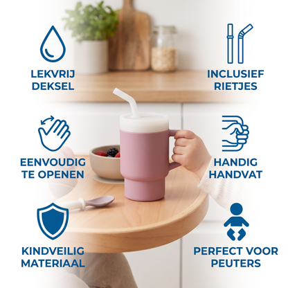 Lekvrije Siliconen Drinkbeker met Rietje voor Peuters