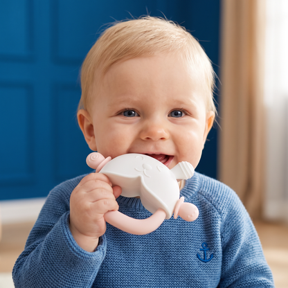 Konijnen-Bijthandschoen voor Baby’s – Zachte, BPA-vrije Siliconen Bijtring met Polsbandje tegen Vallen (3–18 Maanden)