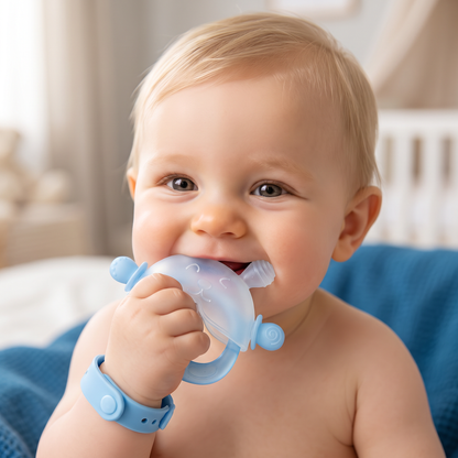 Konijnen-Bijthandschoen voor Baby’s – Zachte, BPA-vrije Siliconen Bijtring met Polsbandje tegen Vallen (3–18 Maanden)