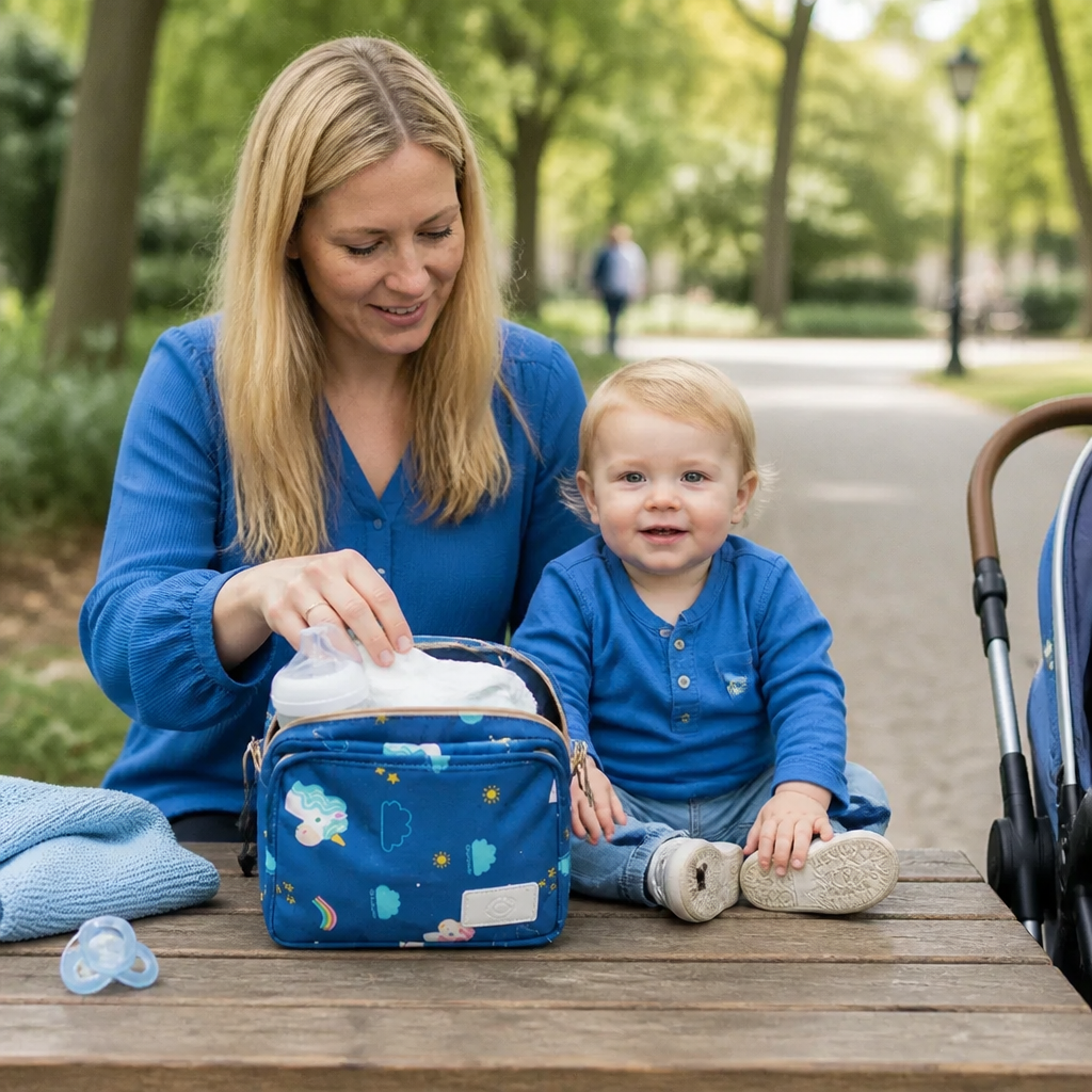 3-in-1 Kinderwagenorganizer – Waterdichte Luiertas met Geïsoleerde Vakken