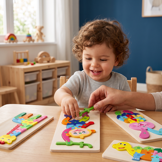Holz Puzzel voor Kinderen – Educatief Speelgoed met Cijfers & Dieren