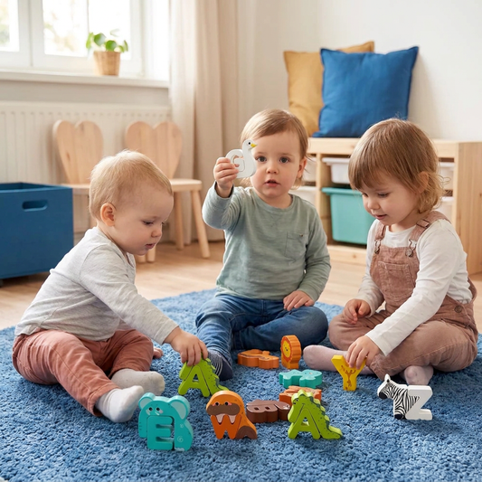 Houten Dierenalfabetpuzzel – A-Z-Leerspeelgoed Voor Kinderen