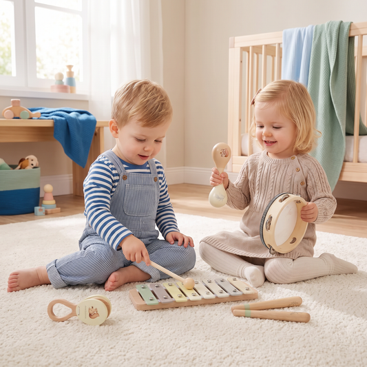 Montessori houten muziekinstrumenten set voor baby's - Sensorisch & muzikaal educatief speelgoed
