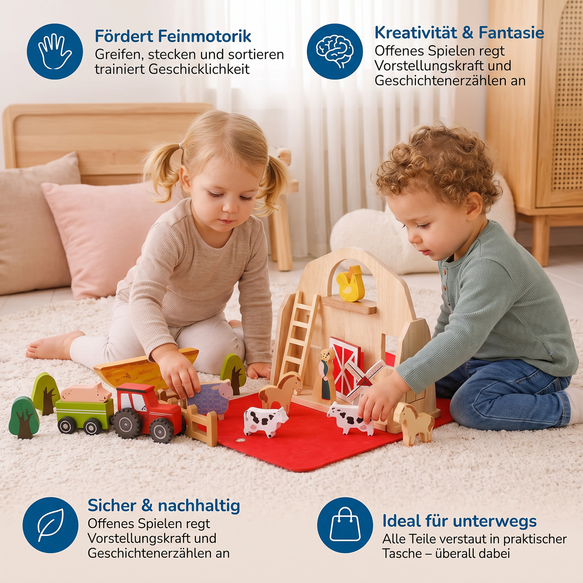 Montessori Houten Muziekinstrumenten Set voor Baby’s - Sensorisch & Muzikaal Educatief Speelgoed
