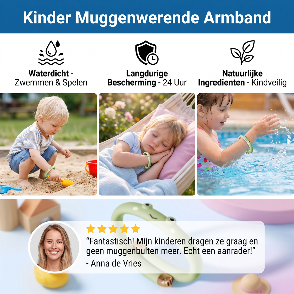 Kinder Muggenwerende Armband met Schattig Dierenontwerp en Waterdicht Design
