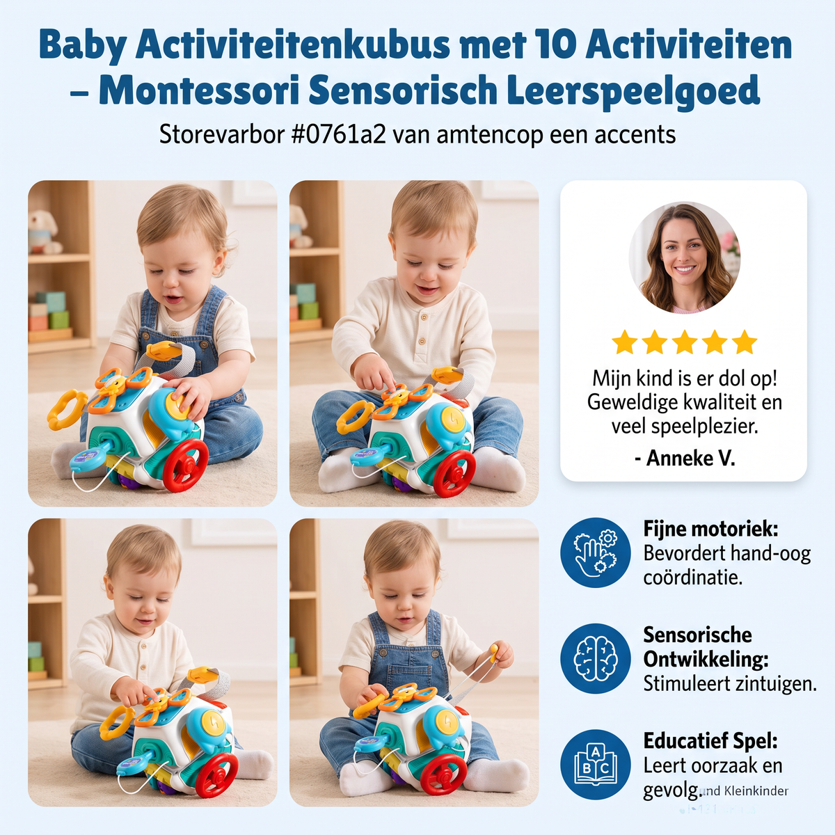 Baby Activiteitenkubus met 10 Activiteiten – Montessori Sensorisch Leerspeelgoed