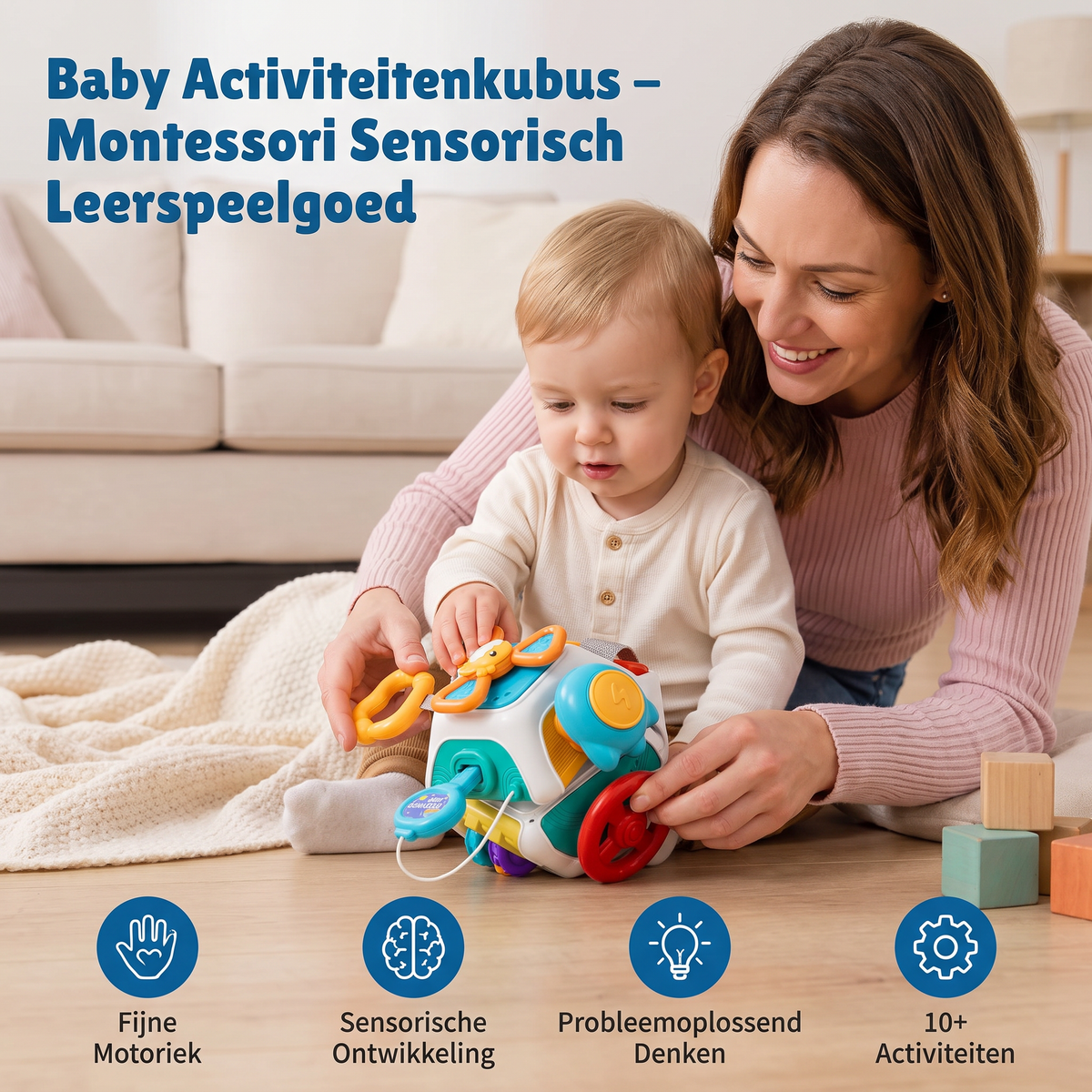Baby Activiteitenkubus met 10 Activiteiten – Montessori Sensorisch Leerspeelgoed