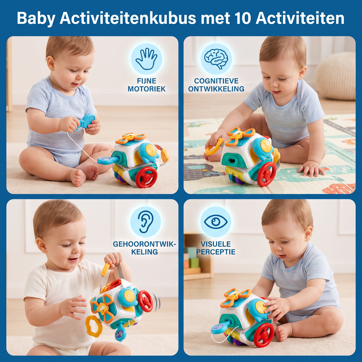 Baby Activiteitenkubus met 10 Activiteiten – Montessori Sensorisch Leerspeelgoed