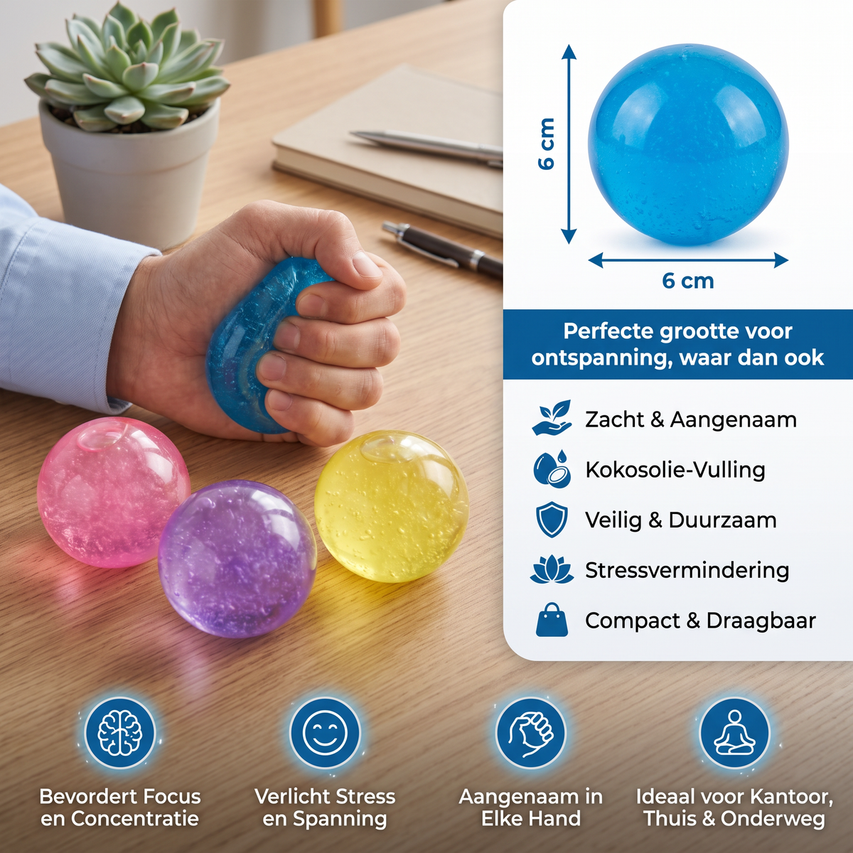 Stressbal Met Kokosolie-Vulling – Zacht & Ontspannend