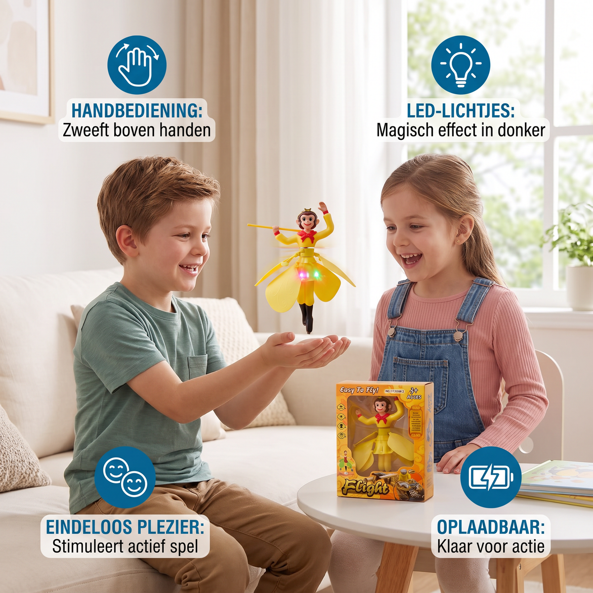 Interactief Vliegend Aap Speelgoed Met Bewegingssensor & LED-Lichtjes