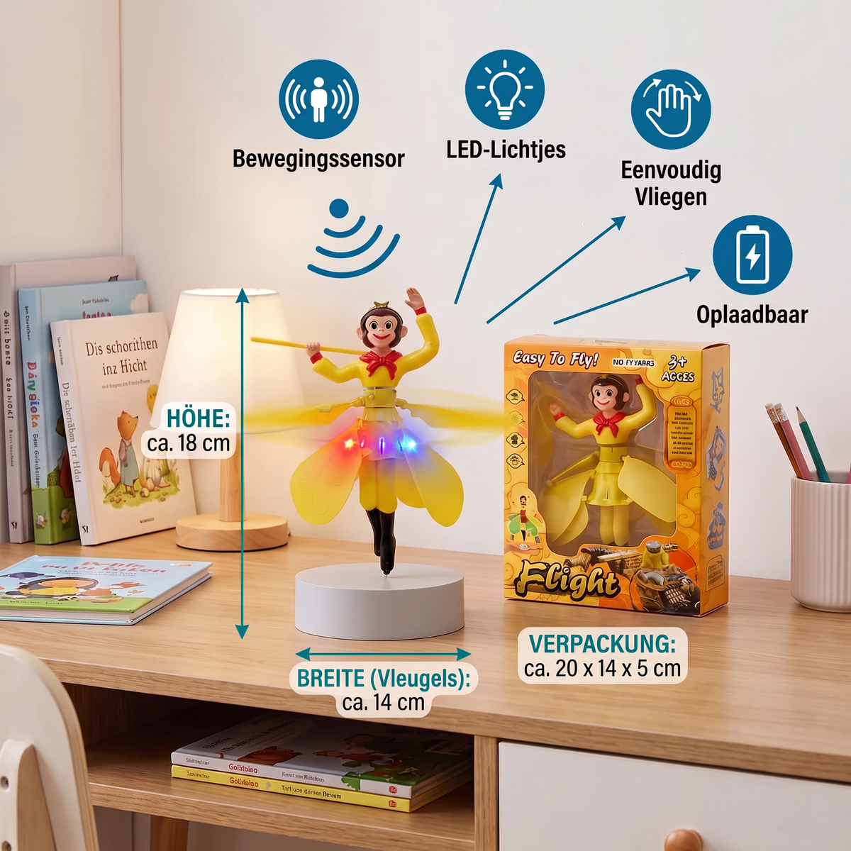 Interactief Vliegend Aap Speelgoed Met Bewegingssensor & LED-Lichtjes