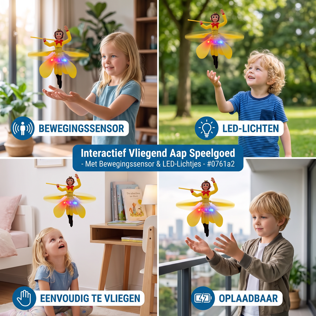 Interactief Vliegend Aap Speelgoed Met Bewegingssensor & LED-Lichtjes