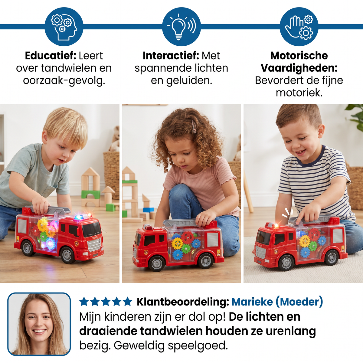 Interactief Brandweerwagen Tandwiel Speelgoed Met Licht