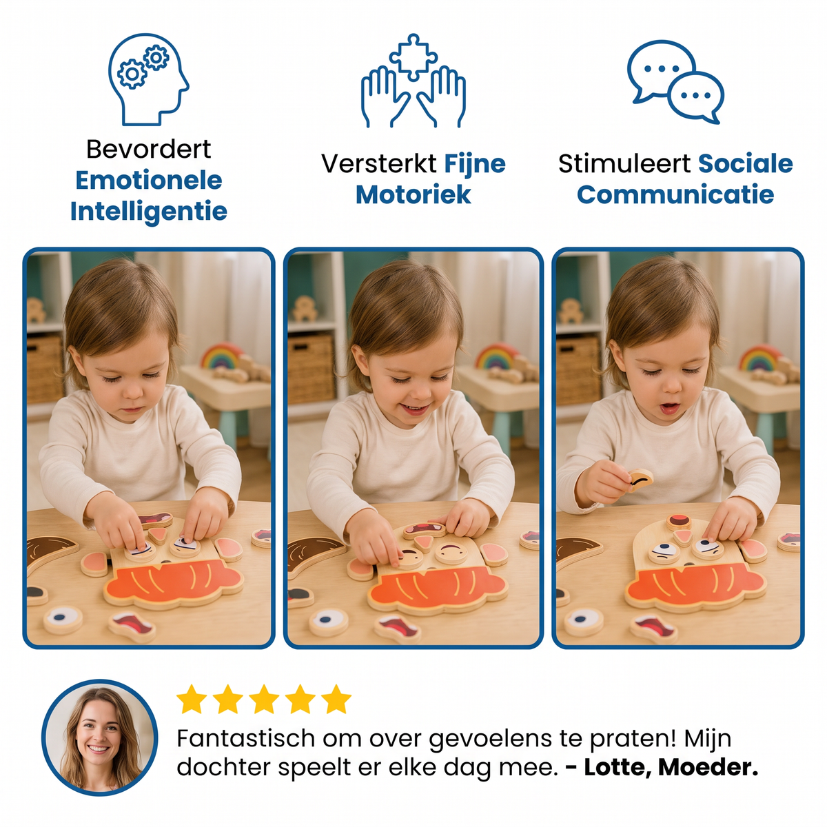 Houten Leerspeelgoed Voor Gezichtsuitdrukkingen & Emoties Voor Kinderen
