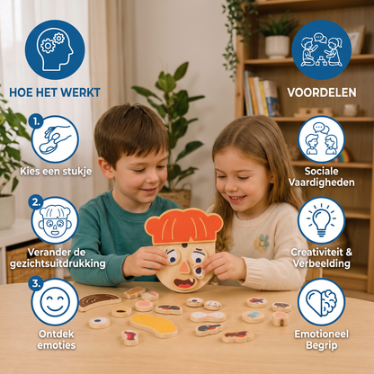 Houten Leerspeelgoed Voor Gezichtsuitdrukkingen & Emoties Voor Kinderen