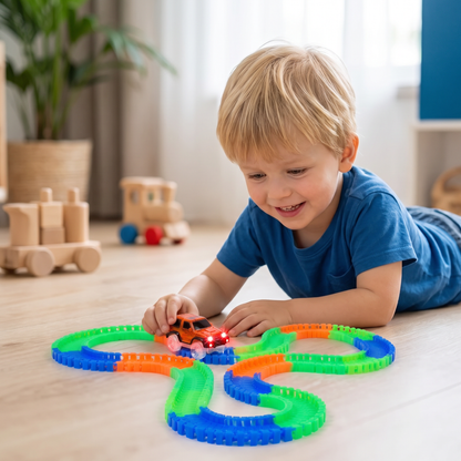Lichtgevende Flexibele Zand-Racebaan Bouwset Voor Kinderen