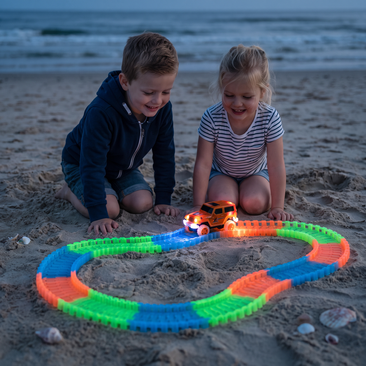 Lichtgevende Flexibele Zand-Racebaan Bouwset Voor Kinderen