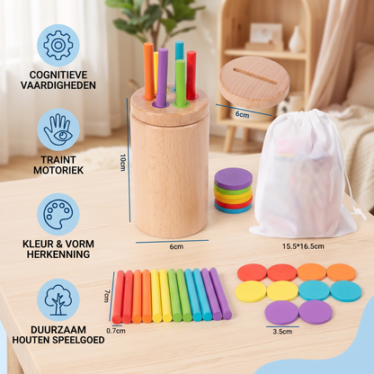 Montessori Houten Speelgoed voor Kinderen – Kleur- & Vormsorteerspel