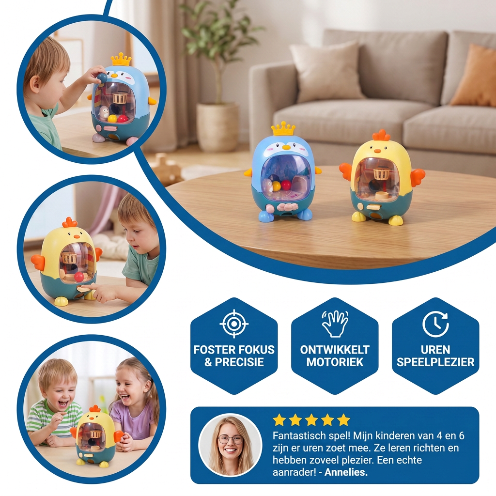 Interactief Kippen-Balspel voor Kinderen – Richten, Schieten & Raken Leerspel