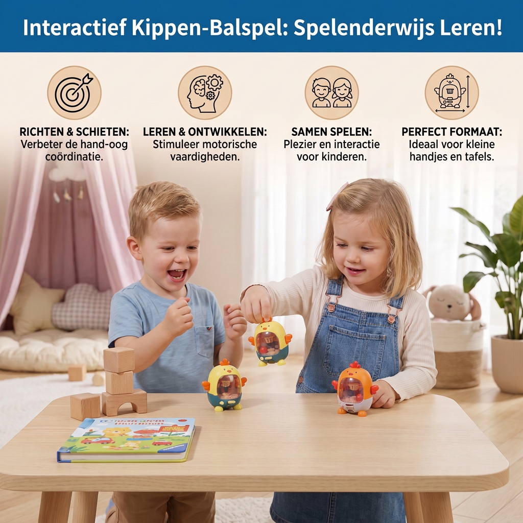 Interactief Kippen-Balspel voor Kinderen – Richten, Schieten & Raken Leerspel