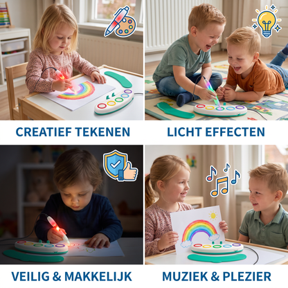 Lichtgevende Magische Tekenpen voor Kinderen – Creatief Tekenen met Licht & Muziek