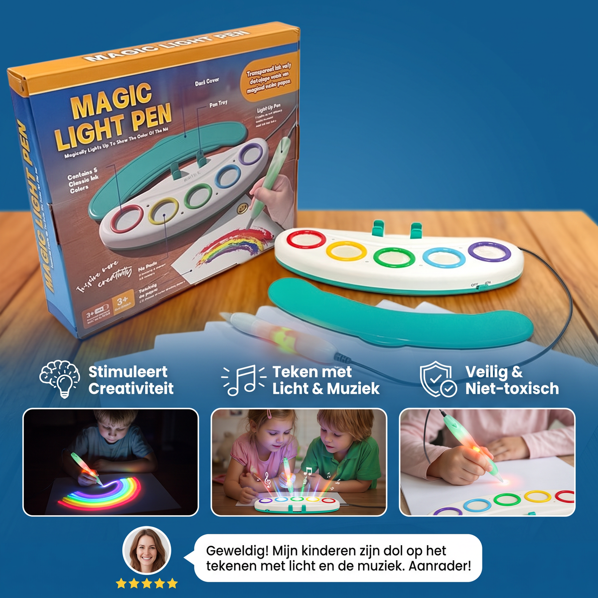 Lichtgevende Magische Tekenpen voor Kinderen – Creatief Tekenen met Licht & Muziek