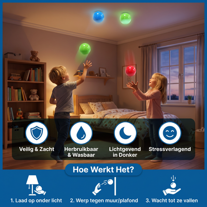 Lichtgevende Sticky Ballen – Werp- & Plakspel voor Muur & Plafond